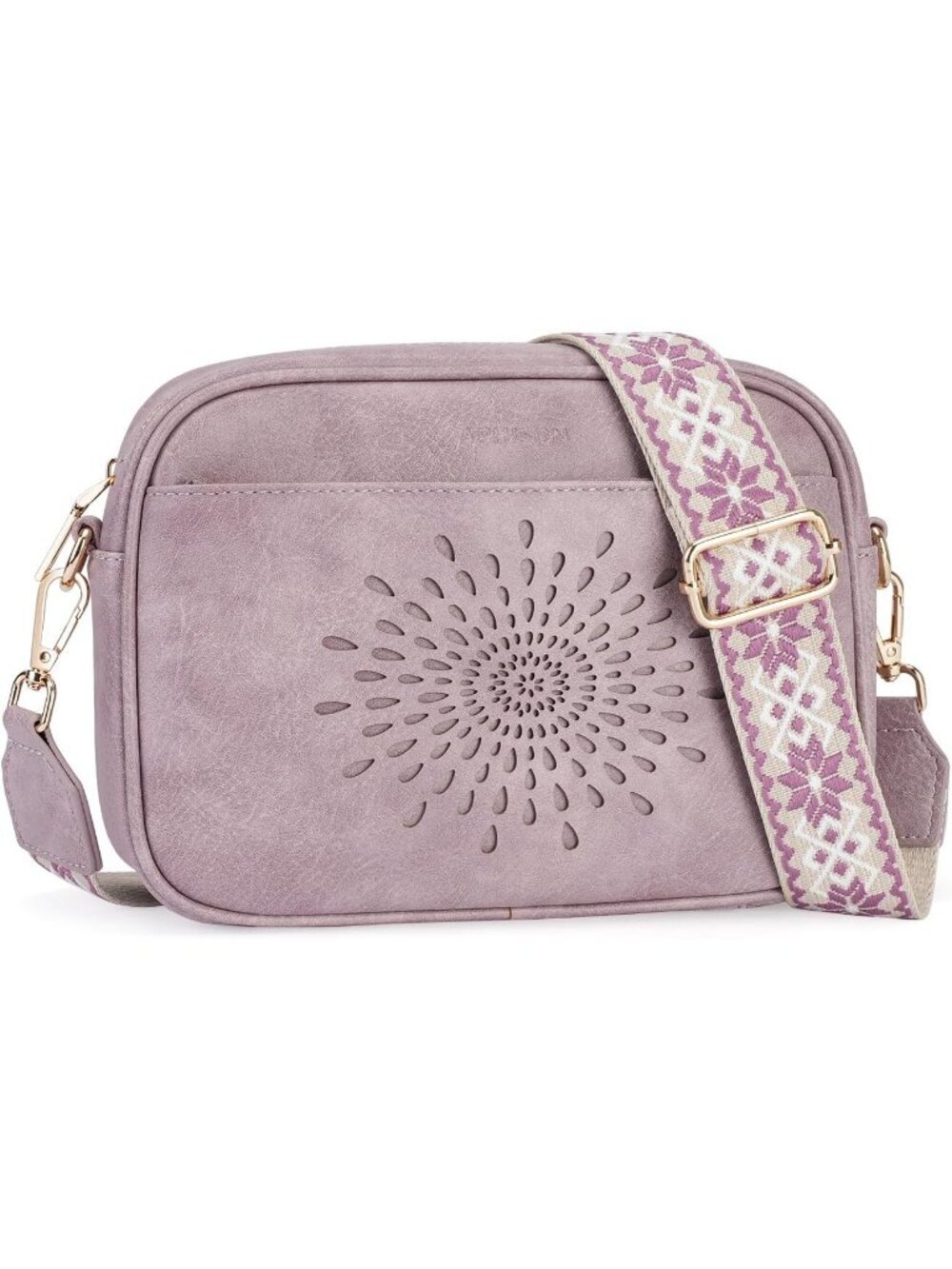 Women's Purple Leather Small Crossbody Handbags with Shoulder Adjustable Strap